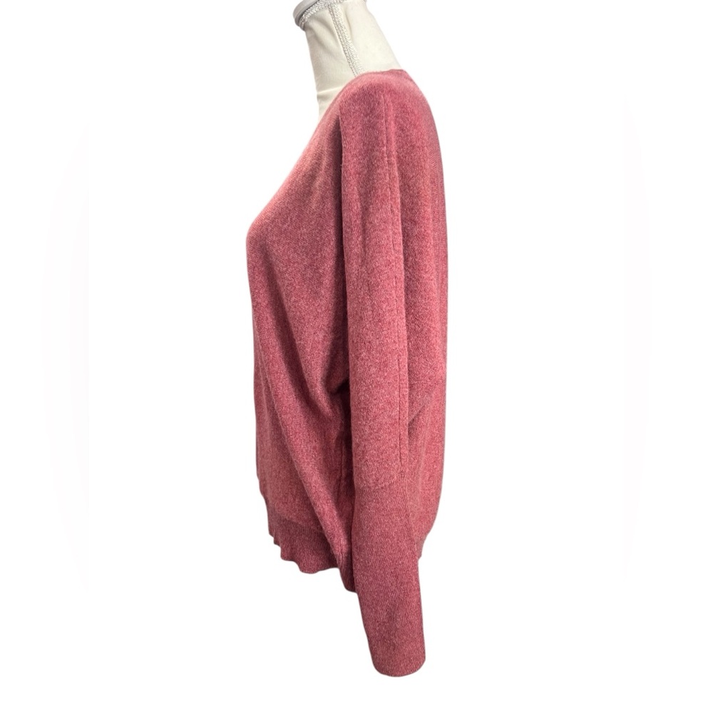 Garnet Hill 100% Cashmere V-Neck Sweater Rosewood Pink Small Soft Luxury Knit - Picture 3 of 10